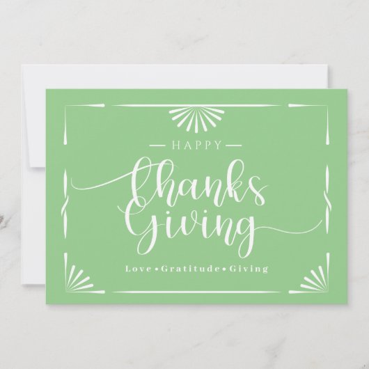 Erntedank Chic Elegant Green Feiertagskarte (Vorderseite)