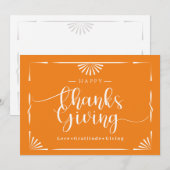 Erntedank Chic Elegante Orange Feiertagskarte (Vorne/Hinten)