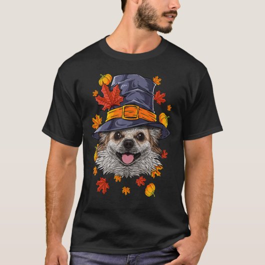 Erntedank Chihuahua Pilgrim Kostüm Dog Fall Au T-Shirt (Vorderseite)