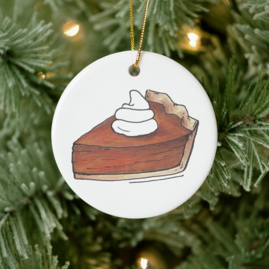 Erntedank Christmas Pumpkin Pie Slice Dessert Keramikornament (Baum)