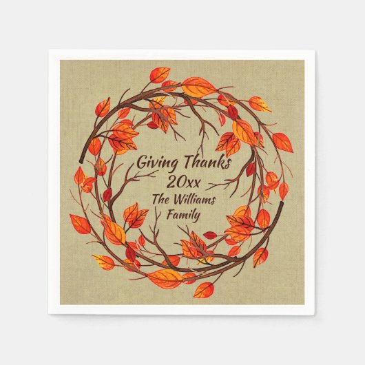 Erntedank-Cocktail-Nickerchen hinzufügen Serviette (Vorderseite)