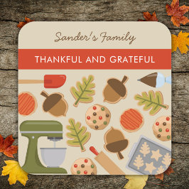 ERNTEDANK COOKIES DANKFÄLTIG UND SCHÖN QUADRATISCHER AUFKLEBER