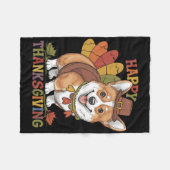 Erntedank-Corgi-Hund Truthahn Fleecedecke (Vorderseite (Horizontal))