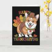Erntedank-Corgi-Hund Truthahn Karte (Gelbe Blume)