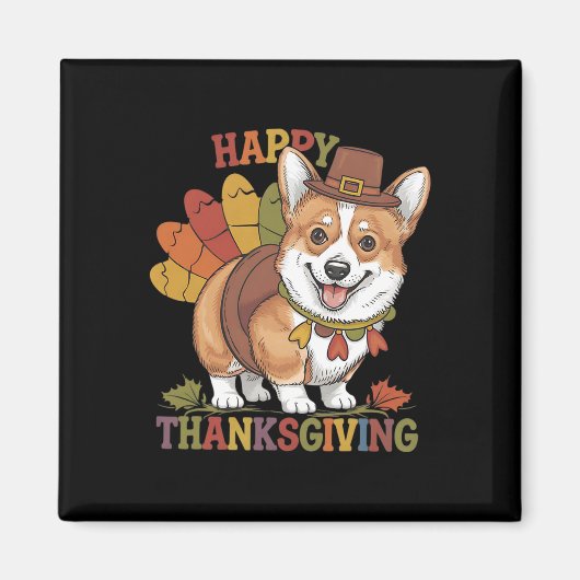 Erntedank-Corgi-Hund Truthahn  Magnet (Vorne)