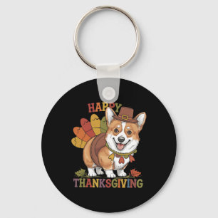 Erntedank-Corgi-Hund Truthahn Schlüsselanhänger