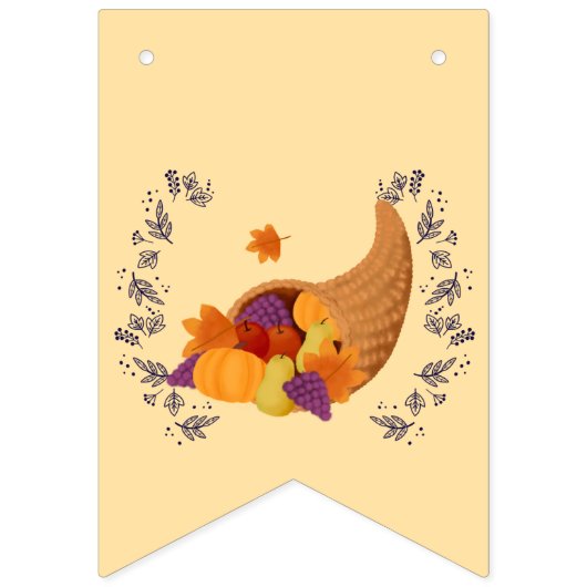 Erntedank Cornucopia auf Cremetöschchen Wimpelkette (Zweite Fahne)