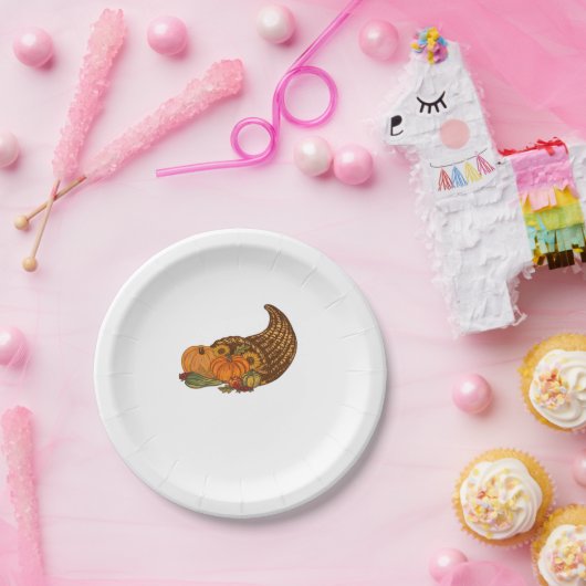 Erntedank Cornucopia Classic T - Shirt Pappteller (Party)