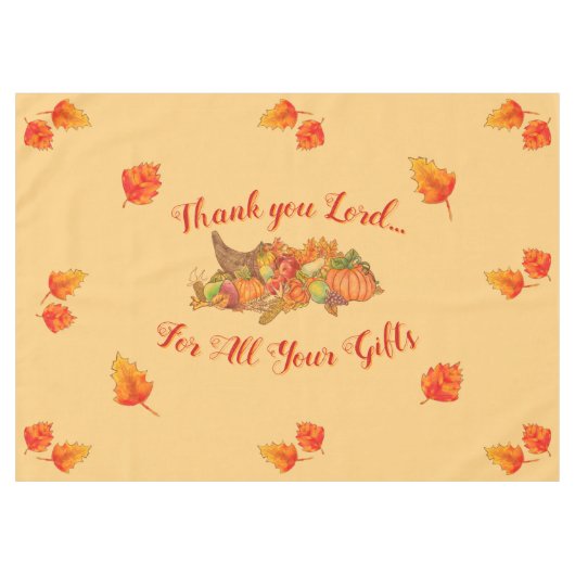 Erntedank Cornucopia"Danke Lord"Tablecloth Tischdecke (Vorderseite (Horizontal))