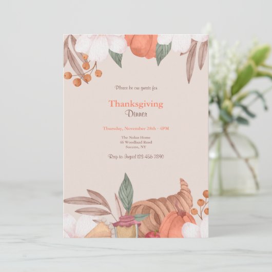 Erntedank Cornucopia Einladung (Stehend Vorderseite)