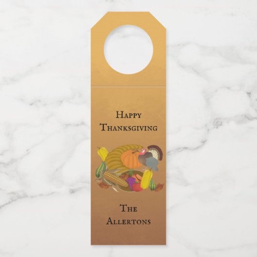 Erntedank Cornucopia Flaschenanhänger (Vorderseite)