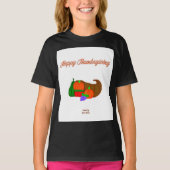 Erntedank Cornucopia Girls Black Basic T Shirt (Vorderseite)