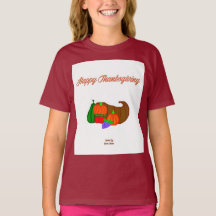 Erntedank Cornucopia Girls Maroon Basic T Shirt