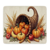 Erntedank Cornucopia Glas Cutting Board Schneidebrett (Vorderseite)