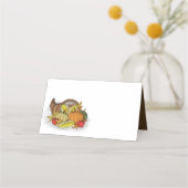 Erntedank Cornucopia Grüne Elegante Herbst Platzkarte (Vorderseite)