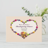 Erntedank Cornucopia Herzessen Einladung (Stehend Vorderseite)