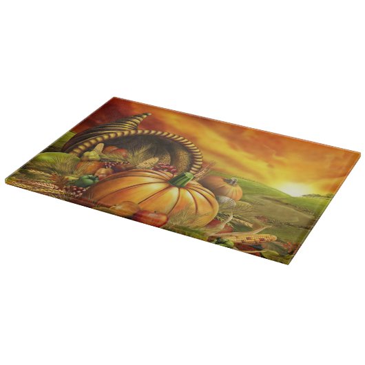 Erntedank Cornucopia-Kürbis Schneidebrett (Ecke)