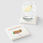 Erntedank Cornucopia Marbella Stone Untersetzer (Seitenansicht)