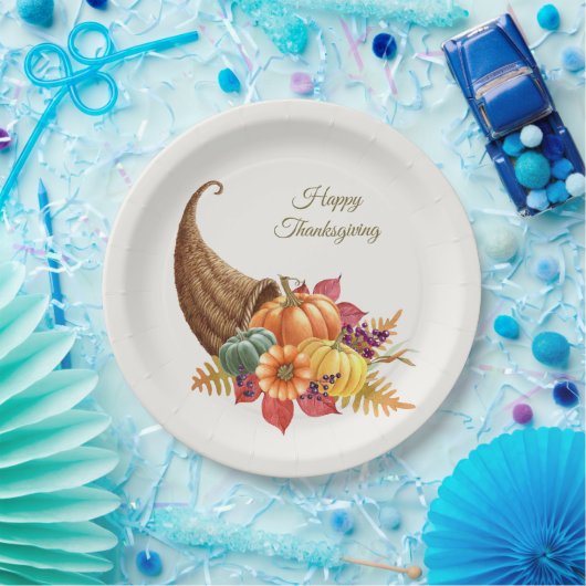 Erntedank Cornucopia Papierplatte Pappteller (Party)