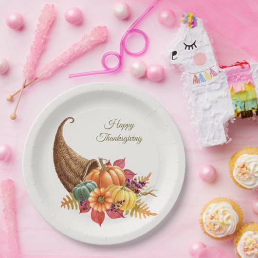Erntedank Cornucopia Papierplatte Pappteller (Party)