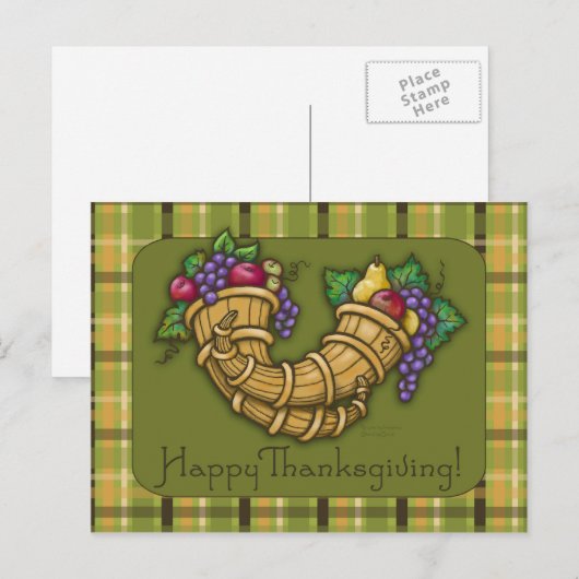 Erntedank Cornucopia Postkarte (Vorne/Hinten)