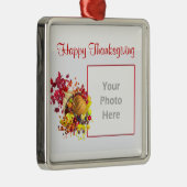 Erntedank Cornucopia (Rahmen für Fotos) Silbernes Ornament (Rechts)