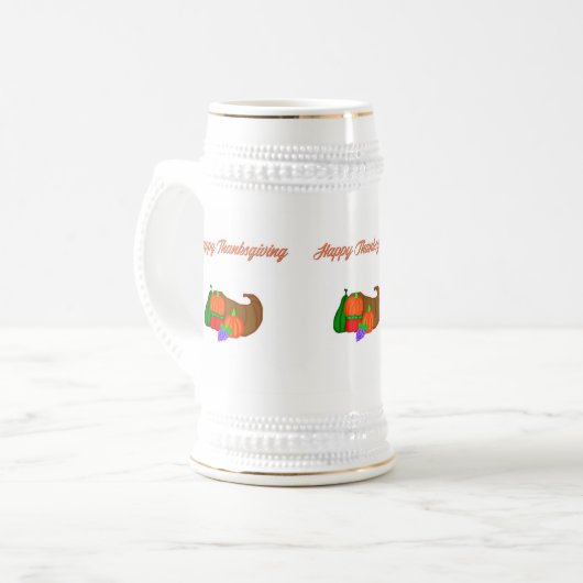 Erntedank Cornucopia Stein Tasse (Vorderseite Links)