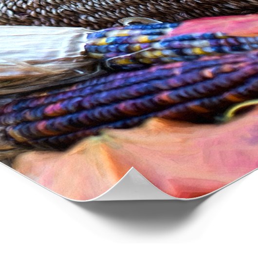 Erntedank Cronucopia mit Obst und Blume Poster (Ecke)