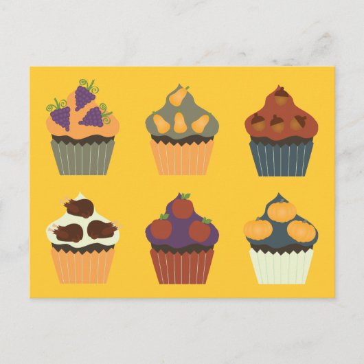 Erntedank Cupcakes Feiertagspostkarte (Vorderseite)