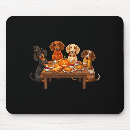 Erntedank Dachshund Hunde Abendessen Fest Herbst M Mousepad (Vorne)