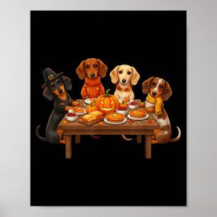 Erntedank Dachshund Hunde Abendessen Fest Herbst M Poster