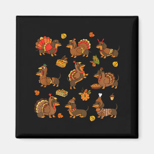 Erntedank Dachshund Lustiger Truthahn Wiener Dog A Magnet