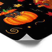 Erntedank Dachshund Wiener Hund Truthahn Cute Kürb Poster (Ecke)