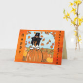 Erntedank Dackel Karte (Gelbe Blume)