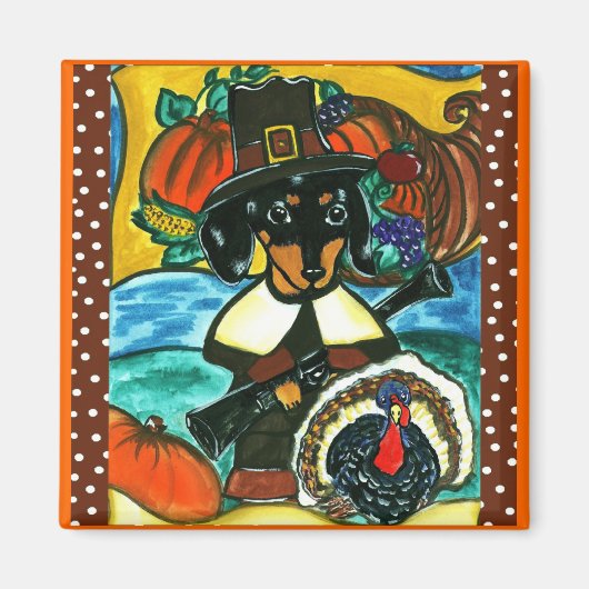 Erntedank Dackel Magnet (Vorne)