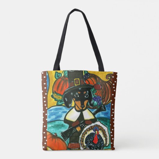 Erntedank Dackel Tasche (Rückseite)