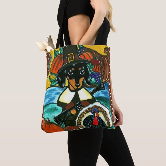 Erntedank Dackel Tasche (Von Nahem)