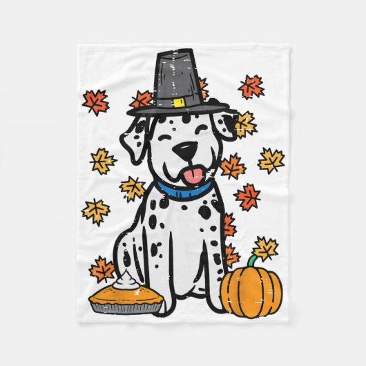 Erntedank Dalmatiner Niedlich Herbst Herbst Hunde Fleecedecke (Vorderseite)