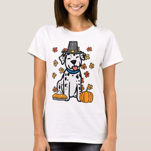 Erntedank Dalmatiner Niedlich Herbst Herbst Hunde T-Shirt (Vorderseite)