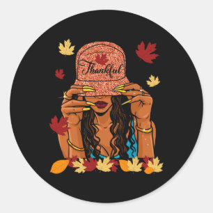 Erntedank Dank Afroamerikanischer Herbst Runder Aufkleber