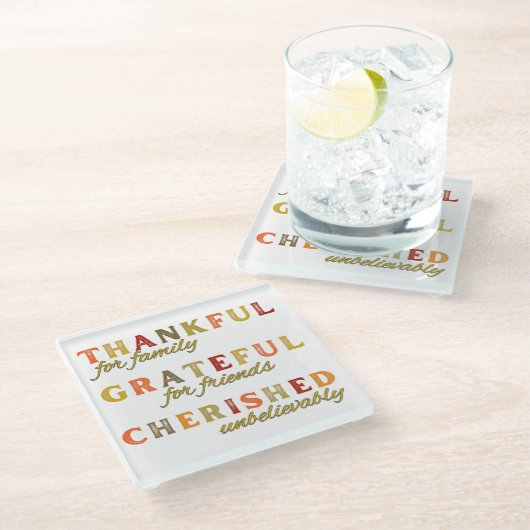 Erntedank Dank für Familie und Freunde Glasuntersetzer (Schrägansicht)