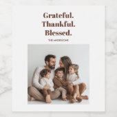 Erntedank dankbar Dankbares gesegnetes Foto Weinetikett (Einzelnes Label)