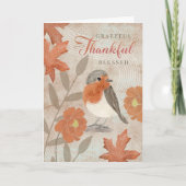 Erntedank dankbar Dankbarkeit gesegnete Robin Karte (Vorderseite)