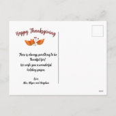 Erntedank Dankbar Feiertagspostkarte (Rückseite)