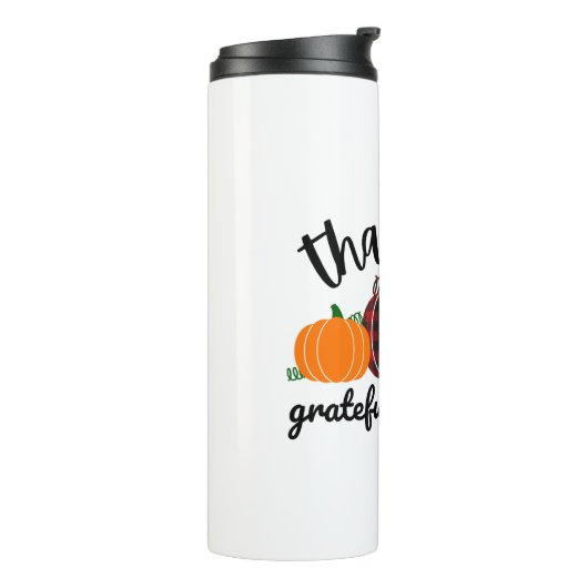 Erntedank Dankbar Thermosbecher (Nach links gedreht)