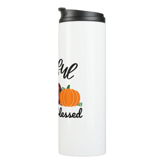 Erntedank Dankbar Thermosbecher (Nach rechts gedreht)