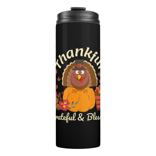 Erntedank Dankbar und gesegnet Thermosbecher (Vorderseite)