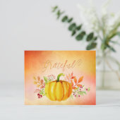 Erntedank "Dankbar" Wasserfarben Feiertagspostkarte (Stehend Vorderseite)
