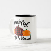 Erntedank Dankbar Zweifarbige Tasse (Vorderseite Links)