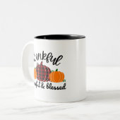 Erntedank Dankbar Zweifarbige Tasse (Vorderseite Links)